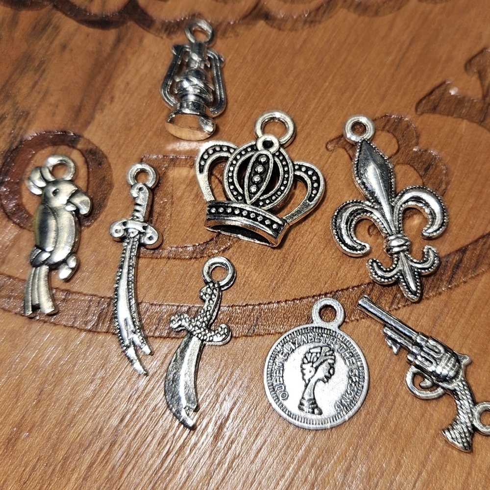#43 - Silver Charm Set - Crown, Sword, and More